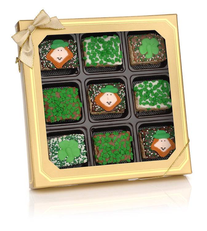 Mini Crispy bañados en chocolate para el Día de San Patricio - Caja de regalo con ventana (9 unidades)