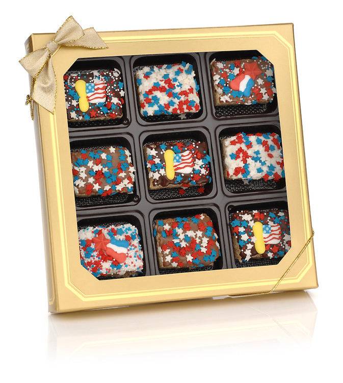 Mini Crujientes Pastelitos Patrióticos Bañados en Chocolate - Caja de Regalo con Ventana (9 unidades)