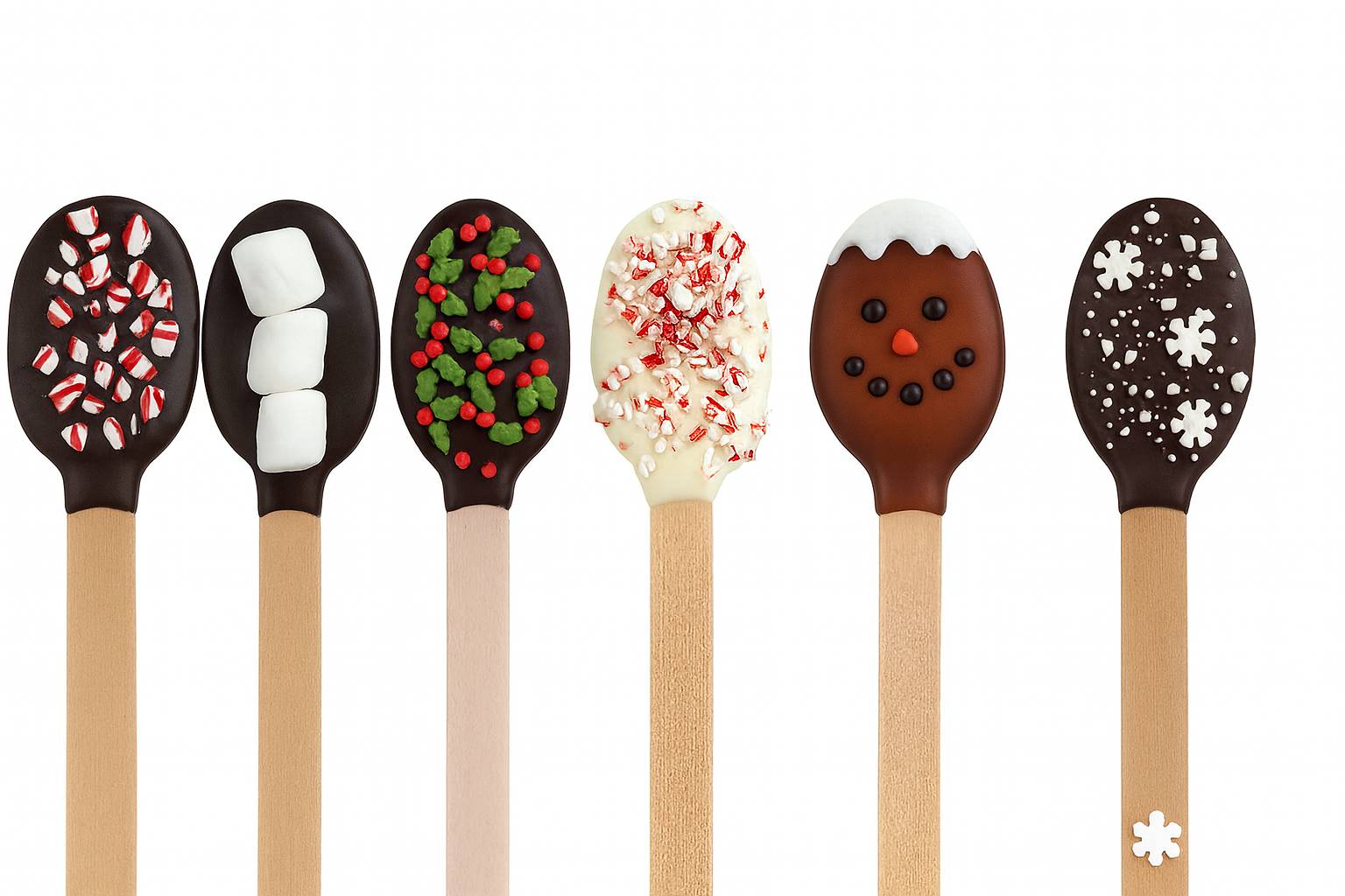 Cucharas para remover bañadas en chocolate