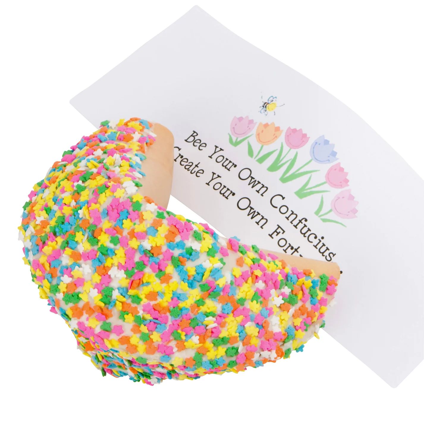 Galleta de la fortuna gigante con flores de primavera