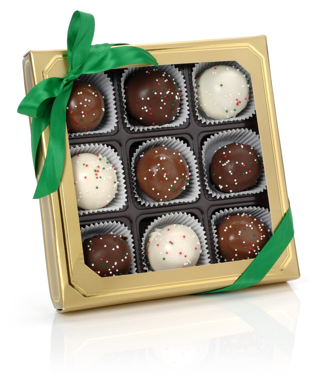 Holiday Belgian Truffle Cake Bons- Caja de regalo de oro
