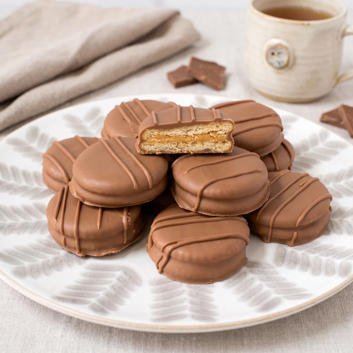 Galletas de sándwich de manteca de cacahuete cubiertas de chocolate